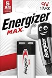 Energizer - MAX, Pack de 1 pilas 9V, larga duración para uso cotidiano, sin...